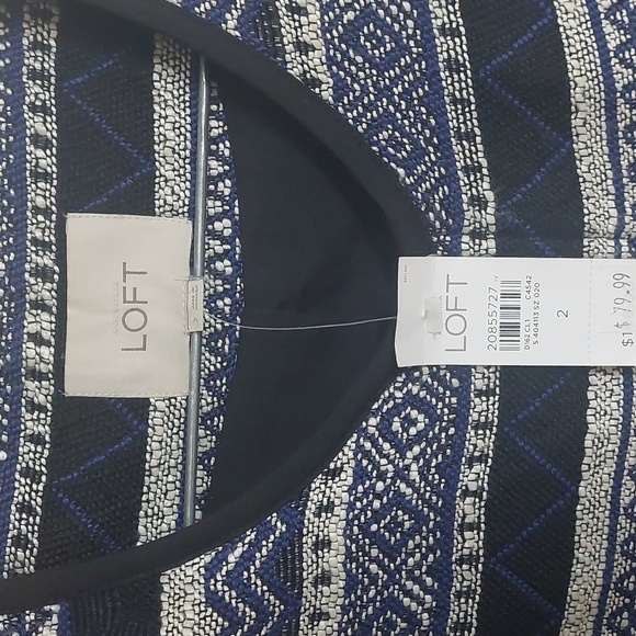 LOFT Patterned Striped Tweed Blazer Sz 2 NWT - Picture 3 of 4